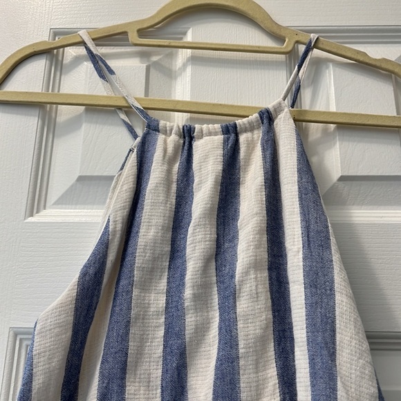 LIKE NEW Blue + White Stripe Halter Top with Pink + Yellow Embroidery - Size S - Picture 6 of 9